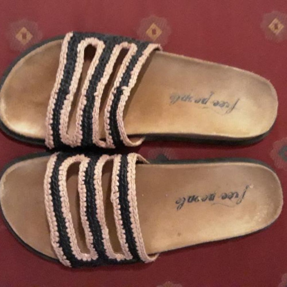 Free People Crete Slide Sandal in black and tan 8